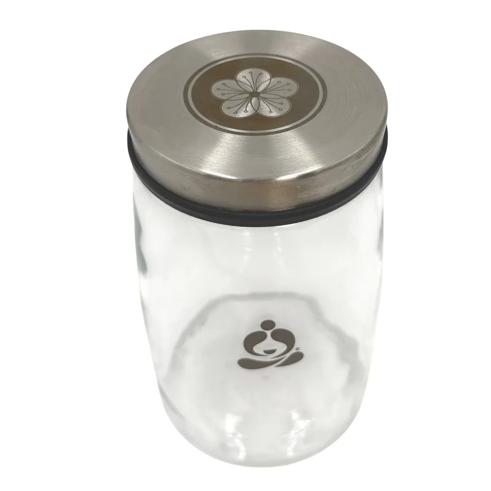 Teavana Glass Tea Canister 1800ml Clear Silver Very Clean No Flaws